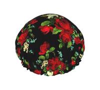 Bella rosa regalo riutilizzabile lusso cuffia da doccia per le donne, doppio strato protettivo elastico per le signore salone spa