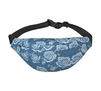 Bella rosa su sfondo blu, grande borsa a tracolla alla moda, borsa da viaggio casual per ragazzi, adatta per sport, corsa, ciclismo, viaggi, pesca