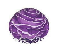 Bella rosa viola Cuffia da doccia da donna a doppio strato, riutilizzabile, design di grandi dimensioni adatto a tutte le lunghezze dei capelli, adatto per ragazze, spa e uso domestico.