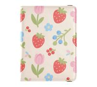 Bella Rosso Fragola Fiori Porta passaporto in pelle per le donne di viaggio per il viaggio Vaccino Card Holder Cover Combo Card Holder Caso passaporto per gli uomini Ultra Sottile