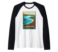 Bella scena tropicale Laguna Opera d'arte Maglia con Maniche Raglan