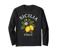 Bella Sicilia Italia Limoni Mediterraneo Agrumi Vintage Maglia a Manica
