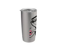 Bella signora viso trucco donne viso linea occhi labbro Bicchiere termico in acciaio inox doppia parete