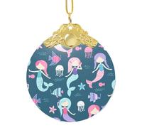 Bella sirena stampa decorazioni ornamento per albero di Natale, gancio di metallo di Natale appeso pendente per la decorazione delle vacanze