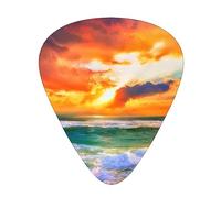 Bella spiaggia al tramonto Plettri per chitarra con scatola organizer Plettri per chitarra 12PCS 3 spessore sottile medio pesante 0,46 0,71 0,96 mm plettri per chitarra acustica elettrica o basso