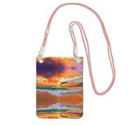 Bella spiaggia al tramonto stampa mini borsa a tracolla per telefono - borsa da donna per cellulari e smartphone, rosa, Taglia unica