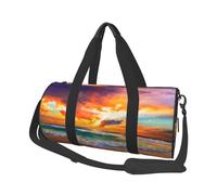 Bella spiaggia al tramonto stampa rotonda borsa da viaggio in tela, impermeabile e resistente agli strappi. Borsa da viaggio pieghevole per il fine settimana