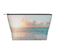 Bella spiaggia giallo tramonto oceano, Borsa da toilette Borsa per trucco Borsa per cosmetici Borsa da toilette da viaggio portatile