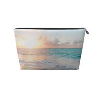 Bella spiaggia giallo tramonto oceano, Borsa da toilette Borsa per trucco Borsa per cosmetici Borsa da toilette da viaggio portatile