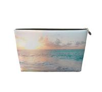 Bella spiaggia giallo tramonto oceano, Borsa per il trucco Borsa per cosmetici Borsa da toilette da viaggio portatile Borsa da toilette