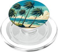 Bella spiaggia palme arte onde oceano cielo vacanza PopSockets PopGrip per MagSafe