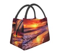 Bella spiaggia tramonto Borsa per il pranzo per donne uomini riutilizzabile Lunch Tote Bags isolato Lunch Box a prova di perdite Borsa per il pranzo Grande Capacità Cooler Food Lunch Container per il