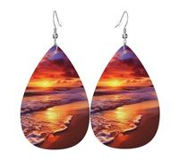 Bella spiaggia tramonto orecchini per le donne orecchini a goccia in pelle orecchini a goccia su entrambi i lati orecchini pendenti leggeri da donna accessori per le orecchie gioielli regalo di
