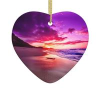 Bella spiaggia tramonto ornamento di Natale decorazioni per la casa regali per Natale appeso a forma di cuore in ceramica decorazione di Natale