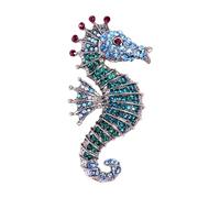 Bella spilla a forma di cavalluccio marino in lega, delicata opera d'arte, accessorio per donne amanti della moda elegante decorazione, One Size, come descritto