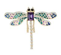 Bella spilla a forma di libellula, in metallo, scintillante, con struttura in lega, per feste quotidiane e uso quotidiano, spilla a forma di libellula, One Size, come descritto