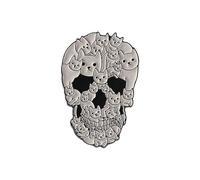 Bella spilla a forma di teschio con gatti in stile cartone animato, design unico, in lega robusta, accessorio giocoso per abiti casual, abbigliamento da festa, giocoso scheletro gatto pin, Misura