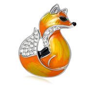 Bella spilla a goccia a forma di animale con diamanti accenti gioielli versatili per le donne stili quotidiani miglioramento lega strass volpi spilla accessorio, Misura unica, come descritto