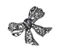 Bella spilla retrò a forma di fiocco con strass di cristallo, elegante gioiello accessorio per abito mamma, sorella e amica, spilla con fiocco cavo con strass brillanti, gioielli vintage in lega, One