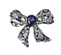 Bella spilla retrò a forma di fiocco con strass di cristallo, elegante gioiello accessorio per abito mamma, sorella e amica, spilla con fiocco cavo con strass brillanti, gioielli vintage in lega, One