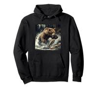 Bella Stagione di Pesca con Questa Fantastica Grafica a Forma di Orso Felpa con Cappuccio