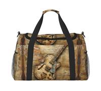 Bella stampa chitarra borsa da notte borsa weekender borsa da allenamento borsa yoga borsa da viaggio borsa per oggetti personali per Audlts, Nero , Taglia unica