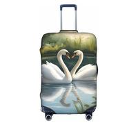 Bella stampa di cigni bianchi sul lago unico viaggio copertura lavabile antigraffio valigia protezione per le vacanze, bianco, Large