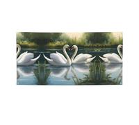 Bella stampa di cigni bianchi sul lago versatile per feste, Ringraziamento e decorazioni di compleanno, per tutte le occasioni