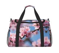 Bella stampa fiori di ciliegio Weekender Pernottamento Carry On Bag Duffel Bag per Viaggio Donne Uomini Palestra Bagaglio Borsa Carry on, Nero , Taglia unica
