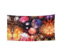 Bella stampa fuochi d'artificio banner per interni ed esterni, cartello decorativo con 4 occhielli in metallo, creatore di atmosfera festiva