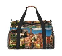 Bella stampa Italia Grande Tela Viaggio Duffel Bag Weekender Borse per le Donne Pernottamento Bag Carry On Tote Bag, nero, Taglia unica