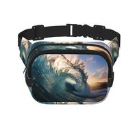 Bella stampa onde oceaniche Womens Fanny Pack quotidiano Hip Pouch Marsupio per Viaggi Outdoor Corsa Caccia per Adulti, nero, Taglia unica
