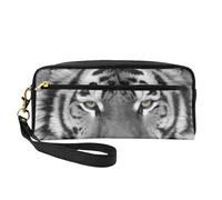 Bella stampa tigre bianca, Borsa per il trucco Borsa per cosmetici Borsa da viaggio portatile da toilette Astuccio in pelle per donne e ragazze
