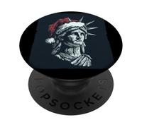 Bella statua della libertà con cappello di Babbo Natale per gli amanti delle feste PopSockets PopGrip Adesivo