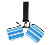 Bella Stripe Bianco Blu Dual Coin Purse Porta Carta di Credito Portafoglio Grande Capacità Coin Purse Portafoglio con Cinturino da Polso per Viaggio 2 Confezioni mujer para, Bella striscia bianca blu