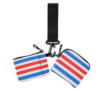 Bella Stripe Bianco Rosso Blu Donne Casi di Carta Cambiamento Titolare Sottile Portatile di Carta di Denaro con Tasca Cerniera per Viaggio 2 Pz tarjetas de credito para, Bella striscia bianco rosso
