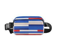 Bella Stripe Bianco Rosso Blu Elegante Crossbody Bag Anti Theft Marsupio per Donne Uomini Grande Capacità con Cinghia Regolabile per Ciclismo Escursionismo Palestra bolso de lado para, Bella striscia