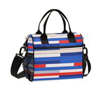 Bella Stripe Bianco Rosso Blu Portatile Cooler Borse Pranzo con Tracolla Borse Pranzo per Ragazzi per Camping loncheras para Mujeres de Trabajo