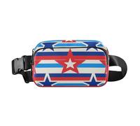 Bella Stripe Bianco Rosso Blu Stelle Elegante Cerniera Fanny Pack Sling Bag per Uomo Donna Grande Capacità con Cinghia Regolabile per Viaggi Shopping Corsa bolsa de cintura para, Bella striscia bianco
