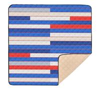 Bella striscia bianca rossa blu grande tappetino da gioco robusto per neonata per interni ed esterni, leggero, pieghevole, tappetino da gioco per bambini, 127 x 127 cm per juegos de