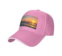 Bella Sunrise Ocean Print Neutro Sandwich Hat Style Fit tutto l'anno Cappelli da baseball regolabili Snug Secure, rosa, Taglia unica