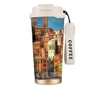 Bella tazza da caffè in acciaio con stampa italiana,Thermos per caffè all'aperto, tazza da campeggio con coperchio a prova di perdite, tazze portatili per mantenere caldo/ghiaccio