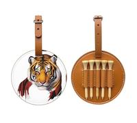 Bella testa di tigre marrone stampato golf tee storage bag - design portatile, facile da organizzare tee