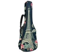 Bella Torre Eiffel di Parigi e rosa rosa borsa per chitarra imbottita, custodia protettiva per chitarra acustica custodia per basso elettrico chitarra classica, Multicolore 01, 42.9x16.9x4.7 in, Zaino