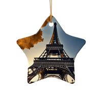 Bella Torre Eiffel Parigi Stampa Accessori Festivi Ornamento in Ceramica, Stella Cuore A Forma Di Ciondolo Per La Decorazione
