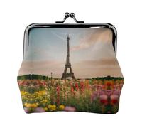 Bella Torre Eiffel Parigi Stampa Donna Microfibra Pelle Kiss Lock Coin Portafoglio, Mini Portafoglio per Carte e Rossetto