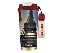 Bella Torre Eiffel Parigi stampa in acciaio tazza da caffè, caffè all'aperto tazza da campeggio con coperchio a prova di perdite, tazze portatili per mantenere caldo/ghiaccio