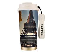 Bella Torre Eiffel Parigi stampa in acciaio tazza da caffè, caffè all'aperto tazza da campeggio con coperchio a prova di perdite, tazze portatili per mantenere caldo/ghiaccio