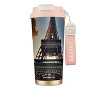 Bella Torre Eiffel Parigi stampa in acciaio tazza da caffè, caffè all'aperto tazza da campeggio con coperchio a prova di perdite, tazze portatili per mantenere caldo/ghiaccio