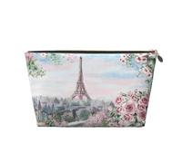 Bella Torre Eiffel Parigi stampata in pelle da viaggio borsa da toeletta con cerniera dorata per le donne in movimento, Oro, One Size, Beauty case